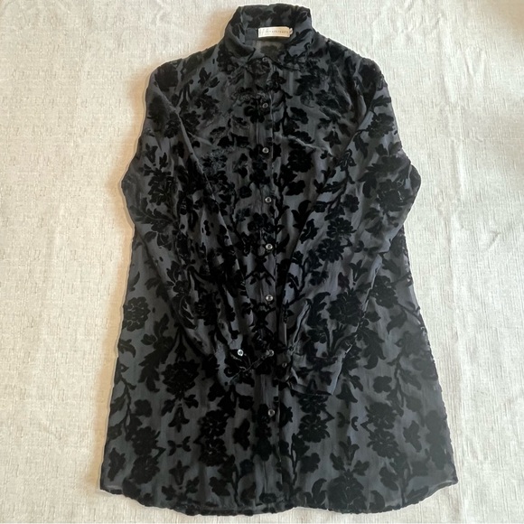 Johnny Was 4 Love & Liberty Floral Adela Silk Blend Velvet Burnout Shirt Tunic - Picture 8 of 16